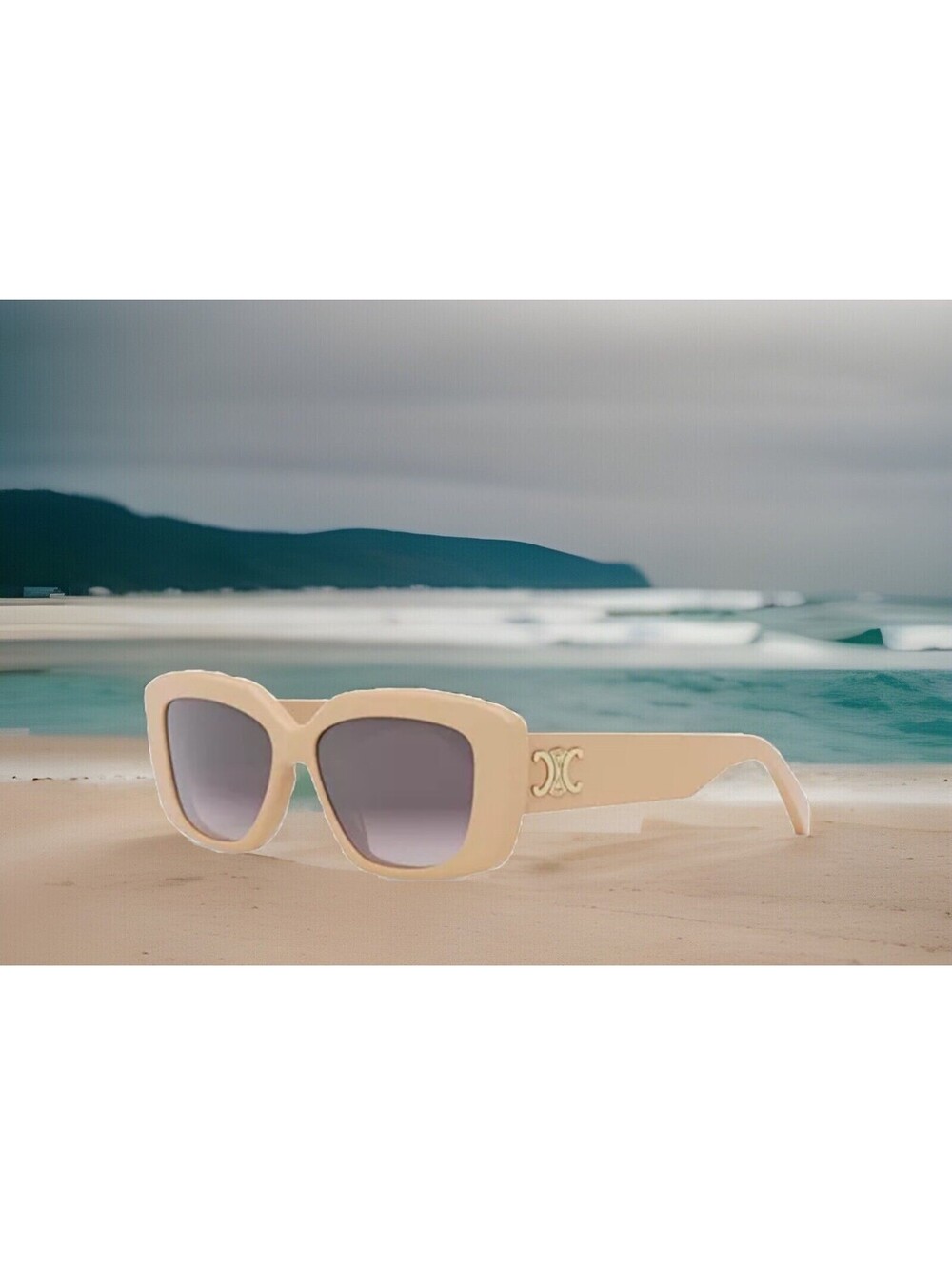 $510 CELINE PARIS CL40216U 57F Shiny Solid Nude Sunglasses